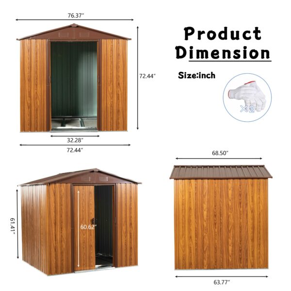 Outdoor Storage Shed 6ft x 6ft Heavy Duty Metal Tool Sheds Storage House Easy Assembly for Garden Patio Lawn Without Window ? Premium & Durable Design-New - Image 3