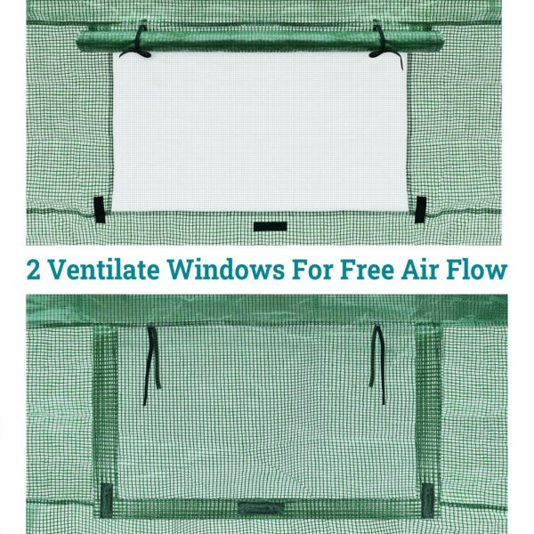 BenefitUSA 4.8x8.5x7.2'H Large Walk-in Peak Roof Greenhouse with 2 Zipper Doors & Windows (Green) ? Premium & Durable Design-New - Image 4