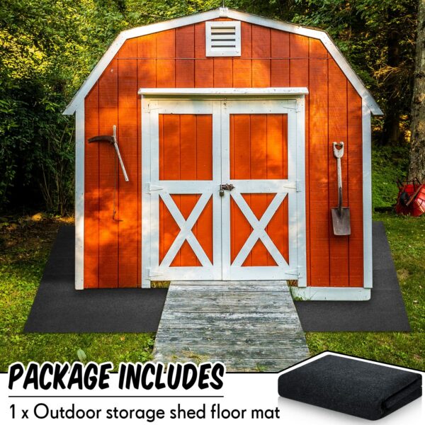 Haull Waterproof Outdoor Storage Shed Mat, 10x10 ft, Felt Surface, Non Slip Backing, Washable, Storage Shed Not Included-New - Image 4
