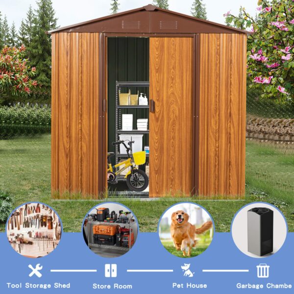 Outdoor Storage Shed 6ft x 6ft Heavy Duty Metal Tool Sheds Storage House Easy Assembly for Garden Patio Lawn Without Window ? Premium & Durable Design-New - Image 4