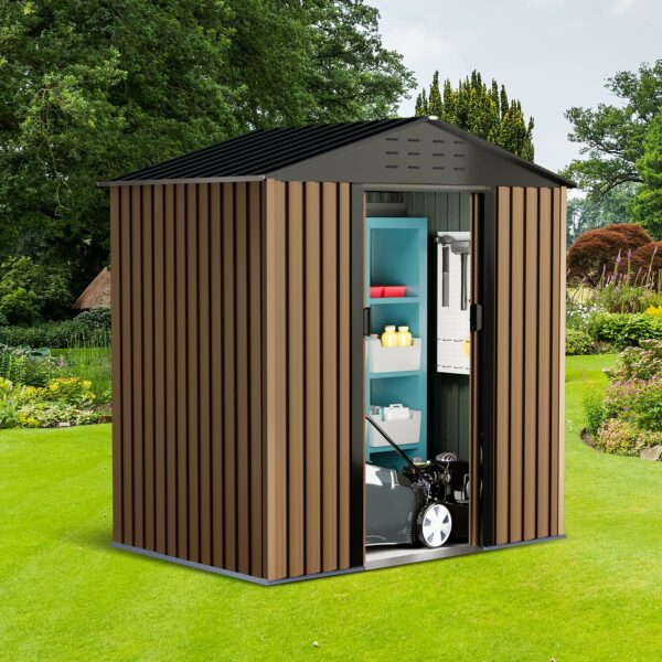 6x4FT Outdoor Storage Shed, Heavy Duty Garden Tool Storage Shed with Lockable Doors and Sloping Roof, Weatherproof Metal Storage House for Backyard, Patio, Garden, Lawn ? Premium & Durable Design-New - Image 2