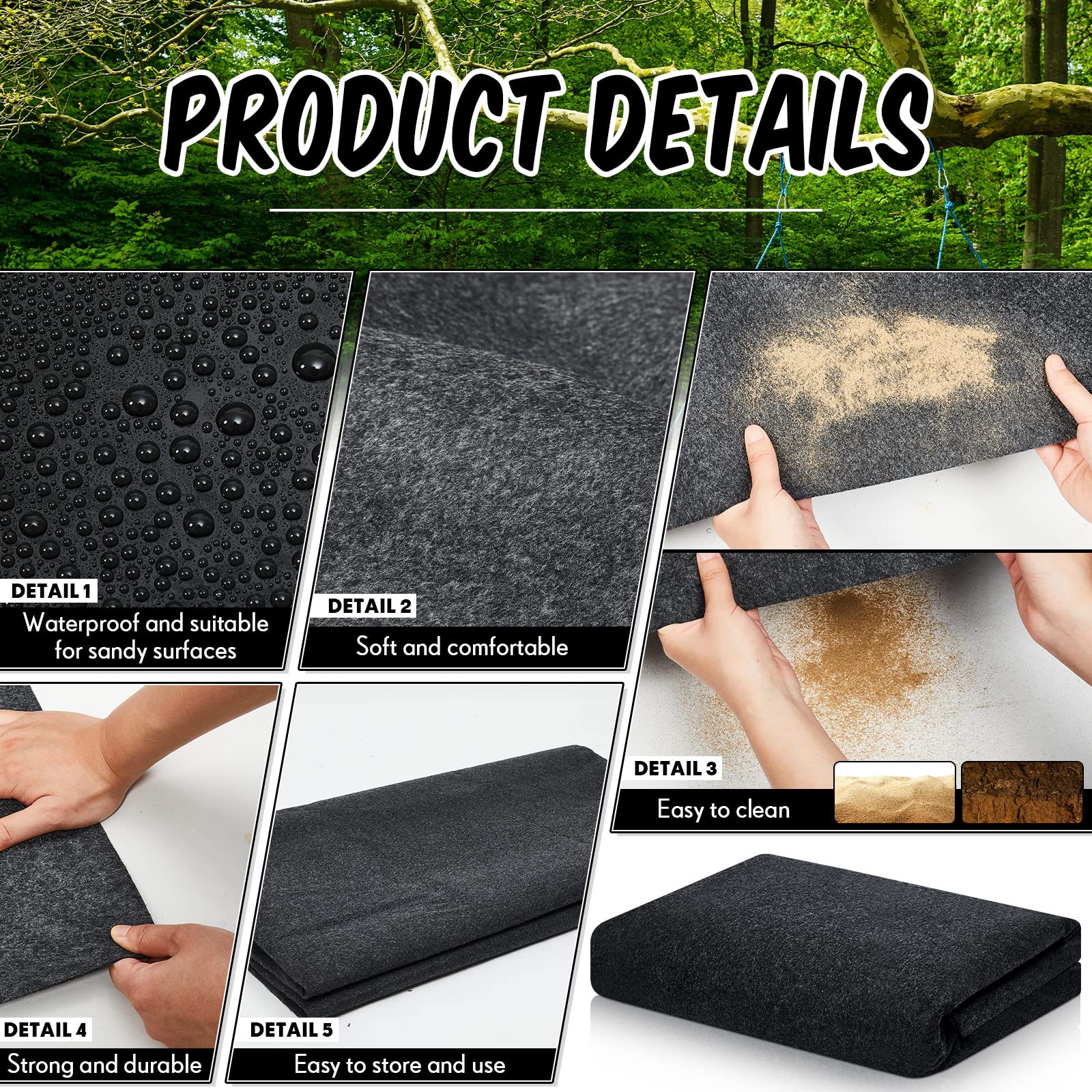 Haull Waterproof Outdoor Storage Shed Mat, 10x10 ft, Felt Surface, Non Slip Backing, Washable, Storage Shed Not Included-New - Image 5