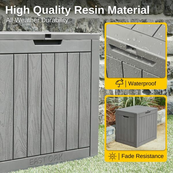 EAST OAK Outdoor Storage Box, 31 Gallon Deck Box Indoor and Outdoor Use, Waterproof Resin Storage Bin for Package Delivery, Patio Cushions, Gardening Tools, Lockable, UV Resistant, Grey ? Premium & Durable Design-New - Image 2