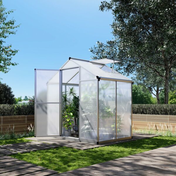 Garvee 6x4 FT Greenhouse for Outdoors, Polycarbonate Greenhouse with Quick Setup Structure and Roof Vent, Aluminum Large Walk-in Greenhouse for Outside Garden Backyard, Silver ? Premium & Durable Design-New - Image 6