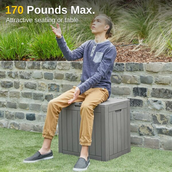 EAST OAK Outdoor Storage Box, 31 Gallon Deck Box Indoor and Outdoor Use, Waterproof Resin Storage Bin for Package Delivery, Patio Cushions, Gardening Tools, Lockable, UV Resistant, Grey ? Premium & Durable Design-New - Image 4